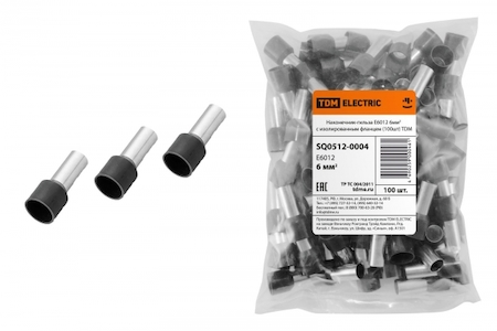 TDM ELECTRIC SQ0512-0004 Наконечник-гильза Е6012 6мм2 с изолированным фланцем (100шт) TDM